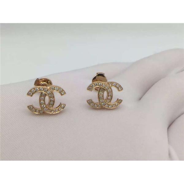 Logo Earrings in 18K White Gold Pave Diamonds Fashion Lady Jewelry Global Shipping