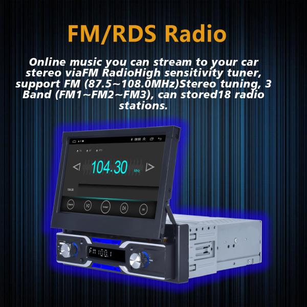 7'' Car Radio Retractable Screen Android 11 Car Multimedia Player GPS MP5