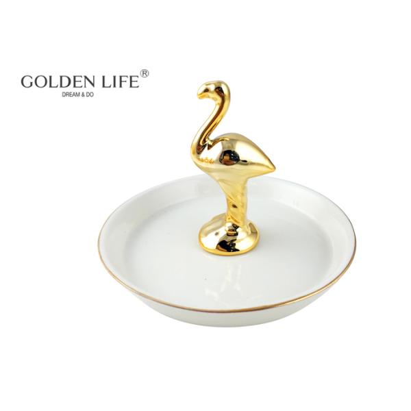 Nordic Style Ceramic Jewelry Plate Golden Elephant Jewelry Plate Ring Tray Decoration