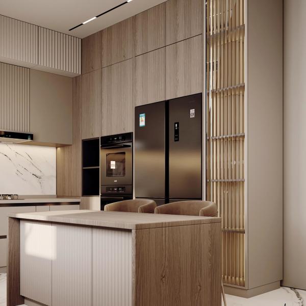 Custom Kitchen Cabinets Contemporary Galley Luxury Wooden Veneer Modern Kitchen Cabinets