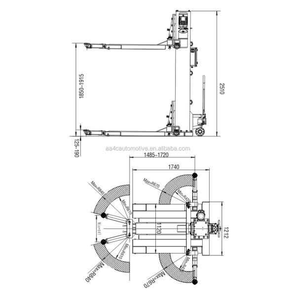 hydraulic one post lift  1 post lift  2.5T capacity , 1.8M lifting height ,manual release