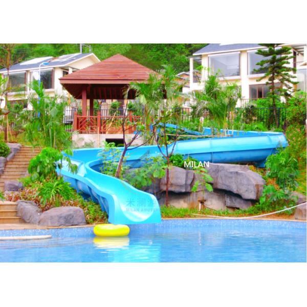 Hotel Pool Fiberglass Curved Water Body Slide For Kids Adults 60-90cm Pool Depth