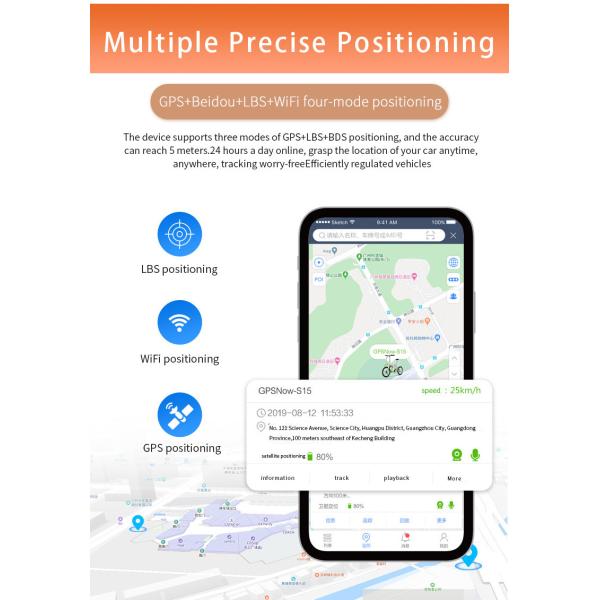 Mini Waterproof 4G Wireless Bike Finder Tracker Bike GPS Tracker With Taillight