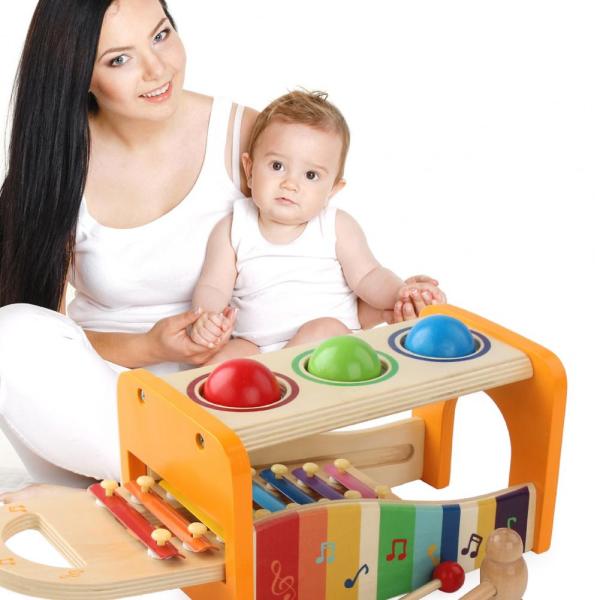 Eight Notes 15cm Wooden Musical Toys Wooden Xylophone Baby