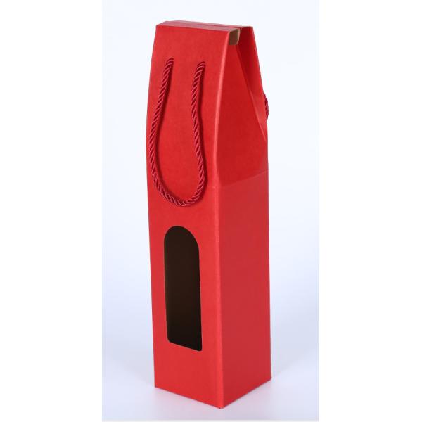 UV Coating 2 Ply Wine Bottle Paper Bags With Cut Out Windows wine bottle drawstring fabric bag packaging