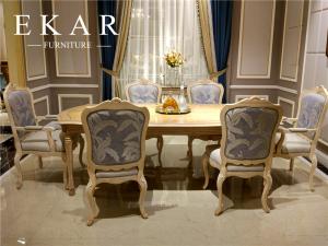 China Europen antique style big rectange baroque wood dining table set FT-129 on sale