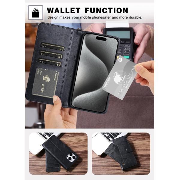 PU Leather Phone Case Wallet Stand Card Holder For IPhone14 15 16 Pro Max