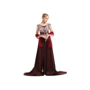 Cheap Purplish Red Wedding Bridesmaid Dresses , Beauty Flower Maxi Prom Dresses wholesale