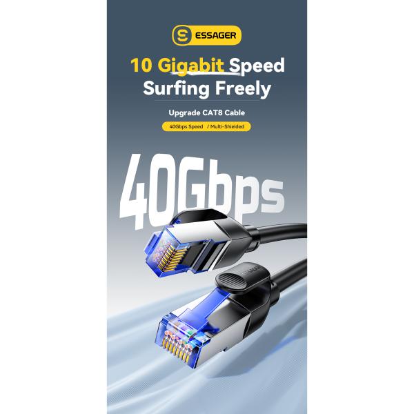 ESSAGER ES-WX02 Cat 8 40Gbps Rj45 Network Ethernet Cable 0.5M 1M 2M 3M 5M 10M 15M