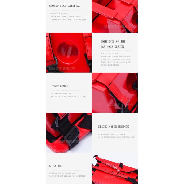 Emergency Rescue Red NBR Head Immobilizer for Stretcher Durable Device