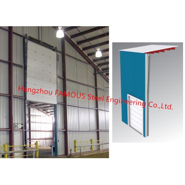 Full Vertical Lift Door Motorized Industrial Garage Doors With Transparent Windows And Pedestrian Access
