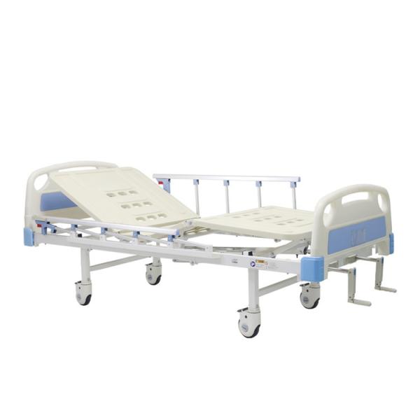 Aluminum Alloy Guardrails Manual Crank Medical Hospital Bed With Noiseless Casters