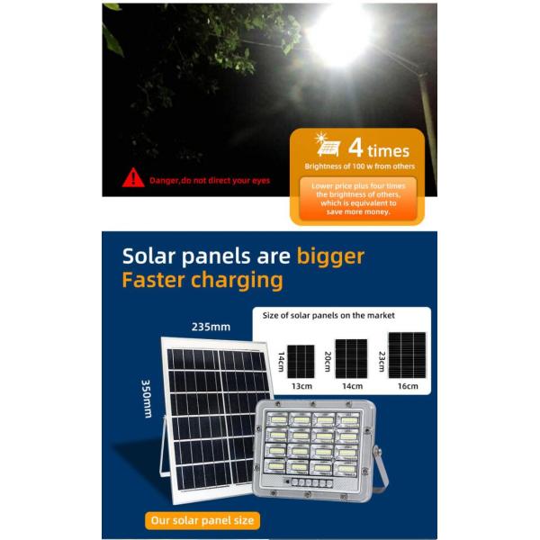 2700K High Lumen Solar Powered Flood Lights Ultra Slim SMD 2835 IP65 Waterproof