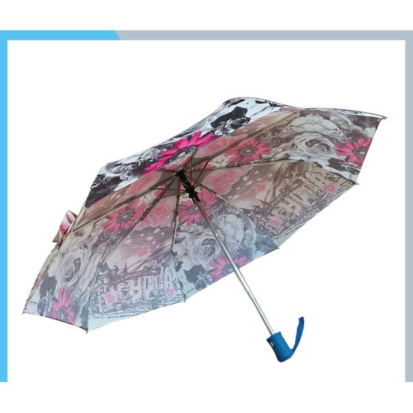 Wind Resistant 3 Fold Advertising Auto Open Umbrella Black Metal Frame