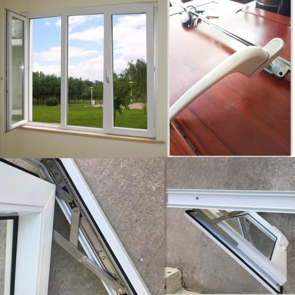 Villa Tempered Glass Casement Window Inward Opening UPVC Tilt And Turn Windows