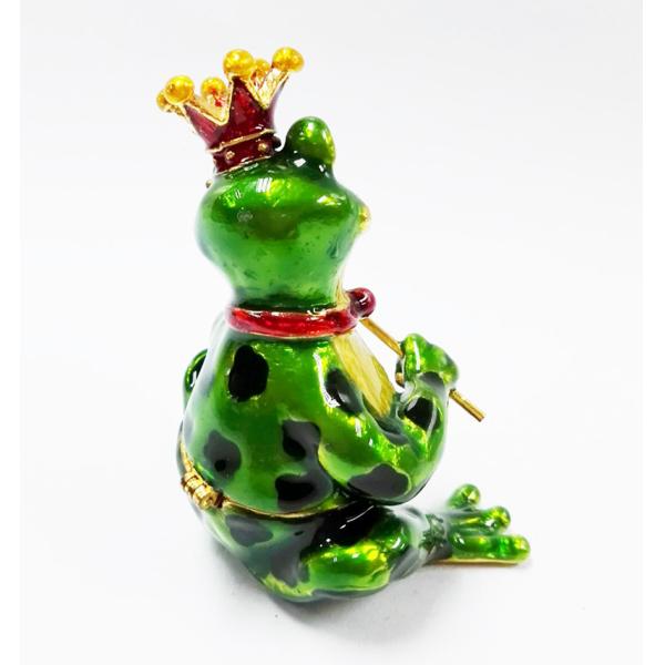 Mini Metal Frog Trinket Box Hinged Hand-Painted Animal Crystal Rhinestone Frog Jewelry Trinket Box Wedding Lady's Gift