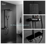 PPA water way thermostatic shower sets rainfall shower system popular black