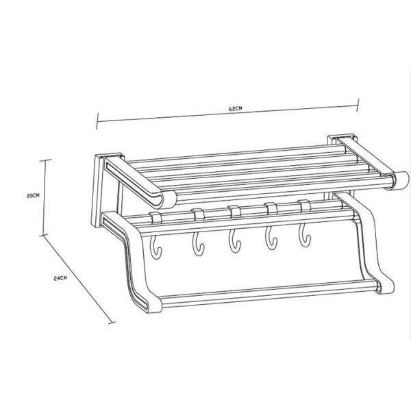 INOVI HL-V05 Plastic Towel Rack Double Layer With Hook 600mm