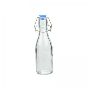 China Clear Glass Milk Bottles 270ML Glass Kombucha Bottles With Stoppers on sale