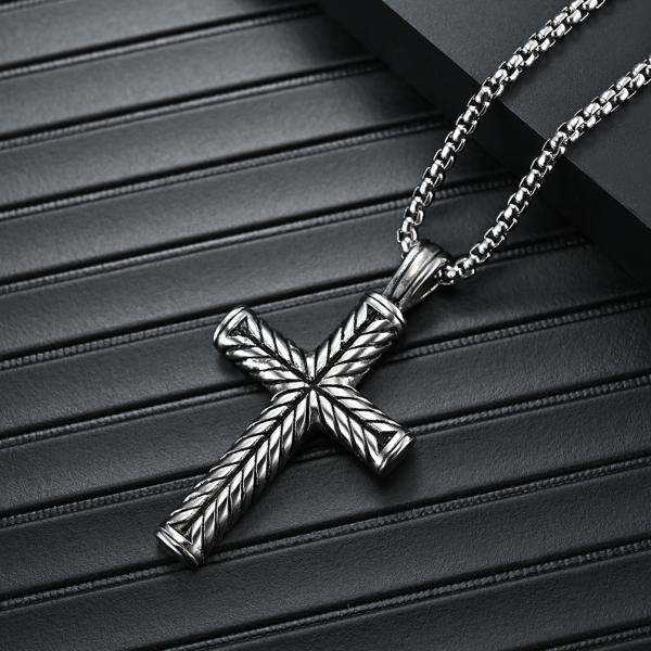 Gold Chain Link Classic Style Men's Cross Necklace Silver Stainless Steel Men's Pendant Cross Necklace Jewelry for Women
