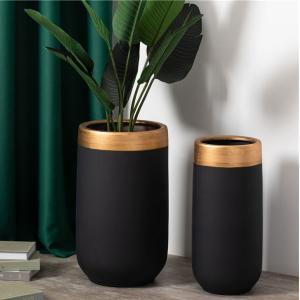 Cheap New Design Home Balcony Decorative Porcelain Luxury Planter Black Matte Ceramic Flower Pot For Gardening wholesale