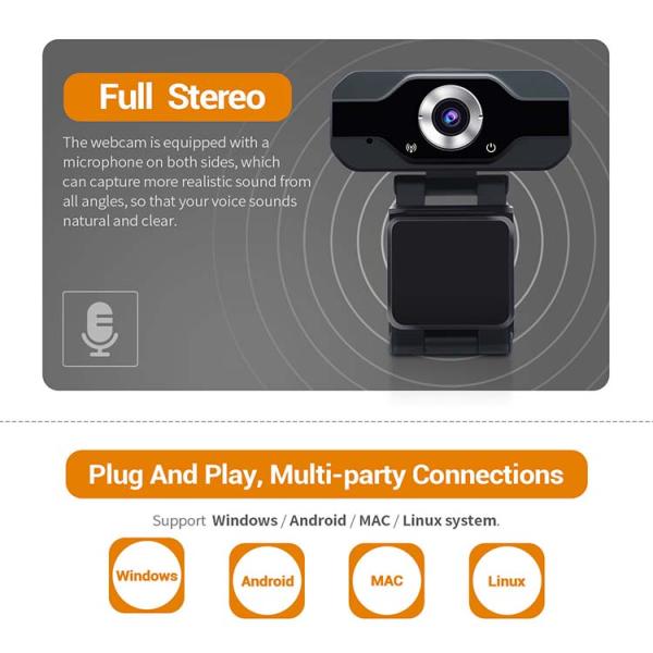 H.264 1920*1080 Wide Angle HD Webcam FC Auto Focus Full Hd 1080p Webcam