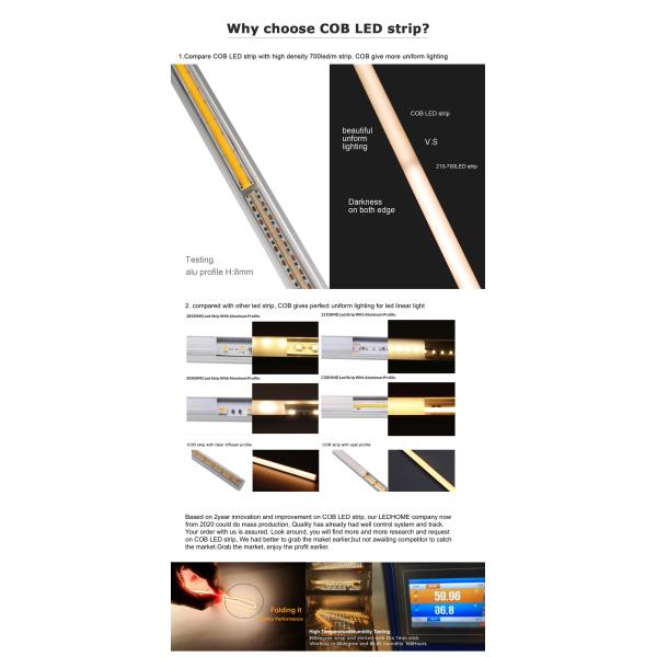 Indoor Outdoor Decoration COB LED Strip Light High CRI 280 320/480 Remote Control