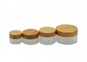 Cheap Natural Bamboo Cream 30g Luxury Glass Cosmetic Jars wholesale