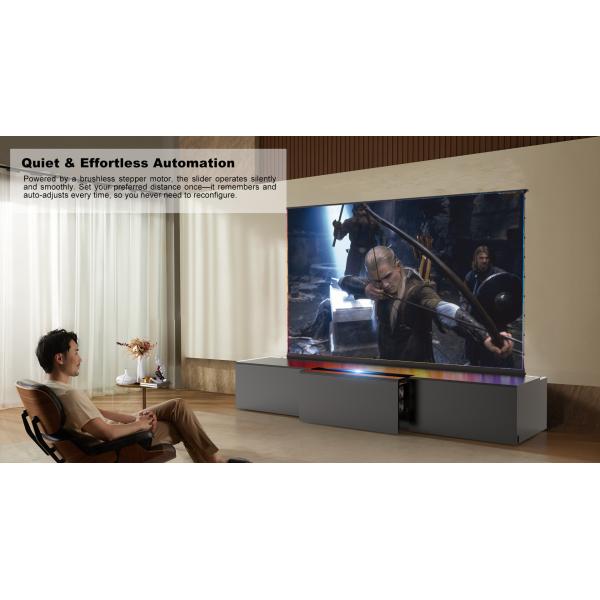 White Motorized Laser TV Cabinet Customized Sliding TV Cabinet Wooden Short Throw Projector Cabinets
