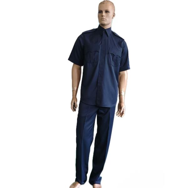 Navy Blue Summer Military Uniform Set 45 Wool 55 Polyester Blend Short Sleeve Security Uniform