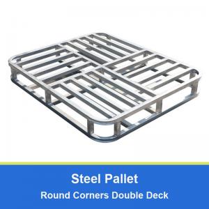 China Round Corners Double Deck Steel Pallets For Warehouse Storage  Logistic Transport Steel Pallet on sale
