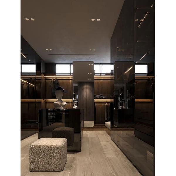 Modern Design Wooden Bedroom Furniture with Glass Door and Cupboards Walk-in Wardrobe