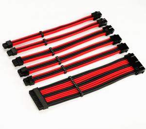 Cheap Sleeve Cable Extension ATX Power Supply Extension Cable PSU 18AWG 300mm Black RED wholesale