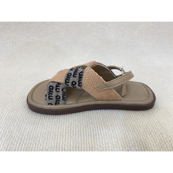 Khaki Weave Flat Open Toe Flip Flops Womens With Buckles In Summer