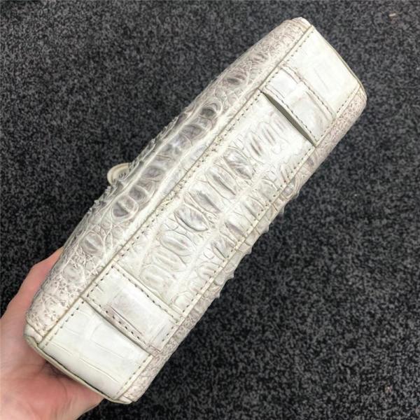 Authentic Crocodile Skin Men's Small Shoulder Bag White Flap Purse Genuine Alligator Leather Male Casual Messenger Bag