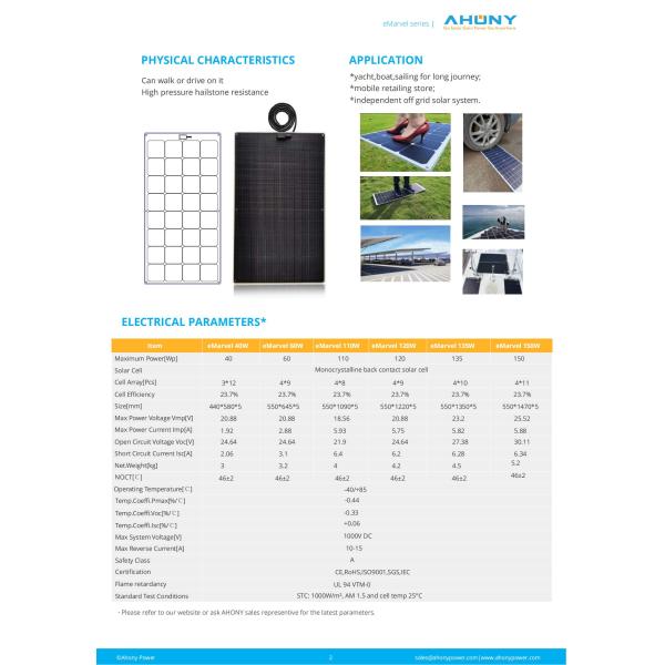 150W Walkable Waterproof PV Mono Solar Panel For Marine Camping Rv Boat Yacht