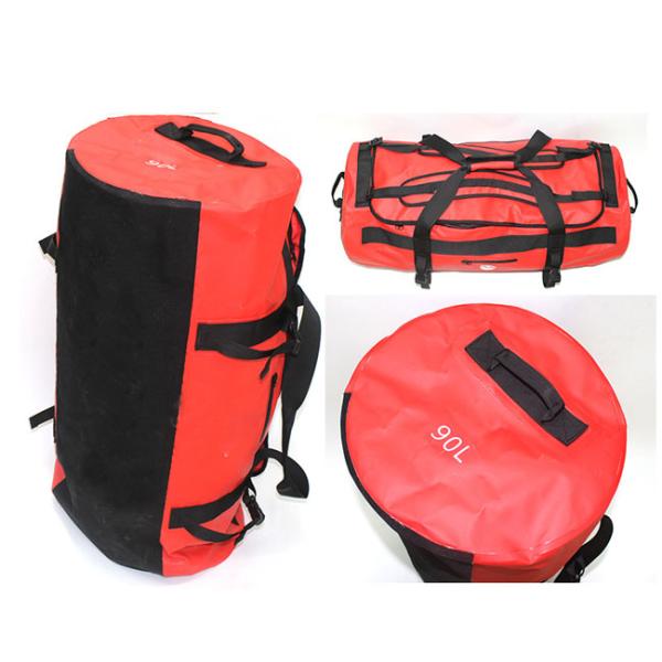 Red Waterproof Duffel Bag 90 Liter Big Size PVC Material For Outdoor Sports