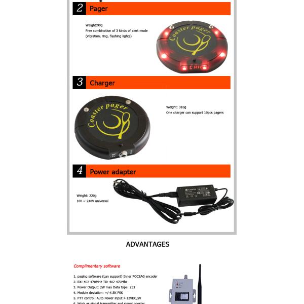wireless FM modulation waterproof long range signal pocsag coaster pager for clinic or restaurant