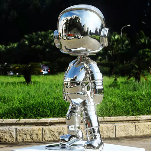Indoor Home Decor Sculptures Robot Boy Stainless Steel Mirror Sculpture