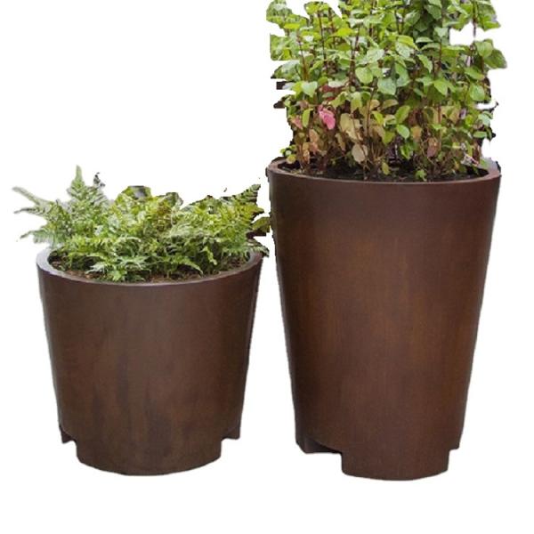 Round corten steel flower planter metal durable flower pot