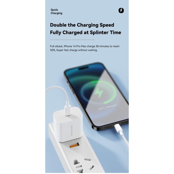 ESSAGER ES-CD30 Original Iphone Charger And Cable PD 20W USB C