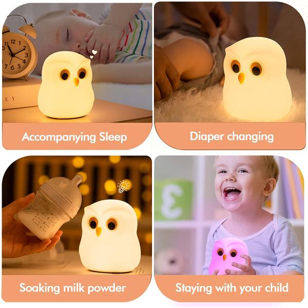 3W Owl Nursing Sleeping Night Light Bedside Lamp Touch Stepless Dimming