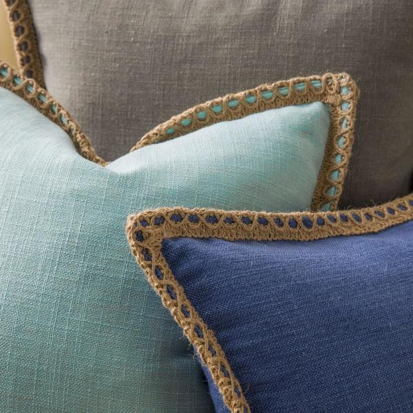 Phantoscope Pack of 2 Farmhouse Decorative Throw Pillow Covers,Solid pattern for home Burlap Linen Trimmed Tailored