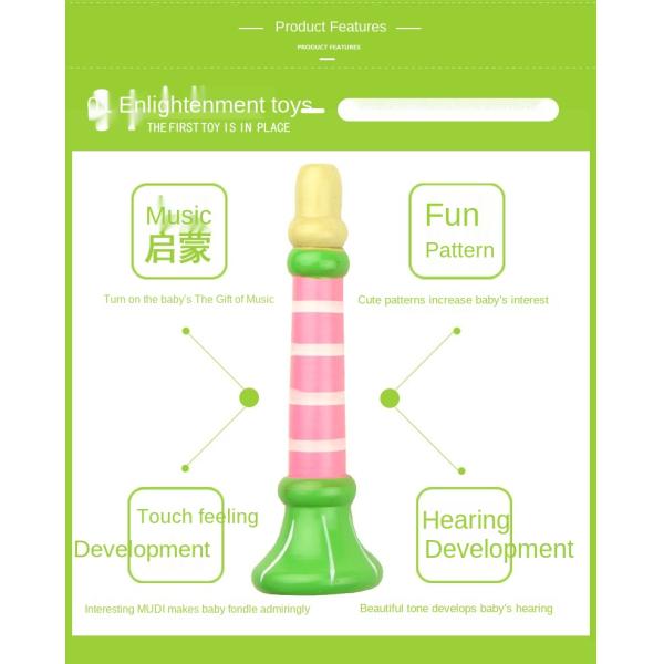Hot Baby Wooden Horn Whistle Musical Instrument Toys Kids Colorful
