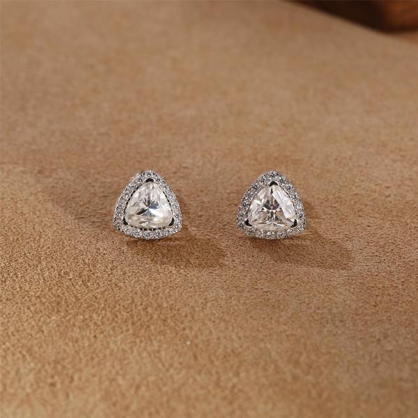 Moissanite 925 Sterling Silver Stud Earrings Support OEM ODM