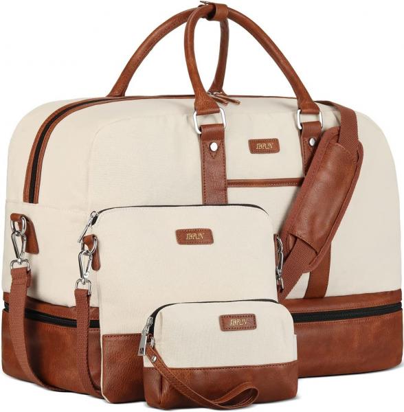 Quality 3 In 1 Large Capacity Canvas Leather Weekender Bag Multifunctional Design OEM ODM for sale