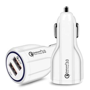 Cheap Lightweight Durable White USB Car Charger Long Lifespan Quick Charging wholesale