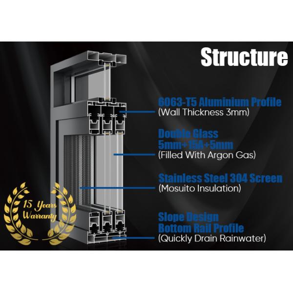Thermal Insulation Zinc Alloy Aluminum Sliding Windows With Anti mosquito