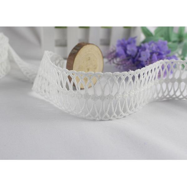 White 4.2cm Width Floral Guipure Lace Trim By The Yard , Wedding Stretchy Lace Ribbon