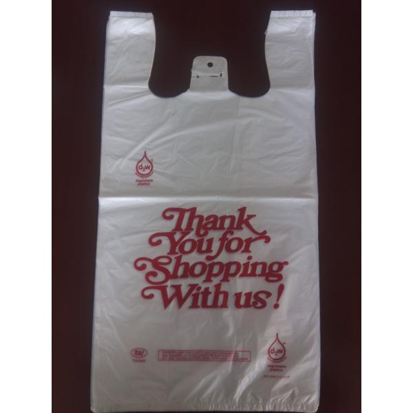 ECO-Friendly Plastic T Shirt Shopping Bags , White Colour With Printing , HDPE material